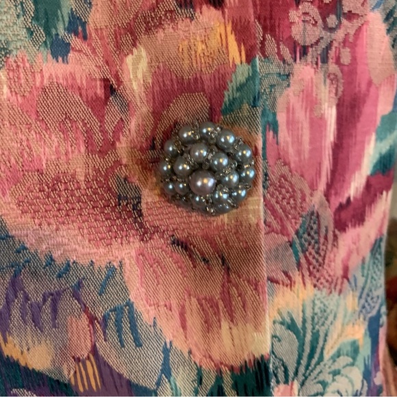 VINTAGE 1990'S NAH NAH COLLECTION FLORAL PRINT BROCADE BLAZER (14) - Picture 10 of 14